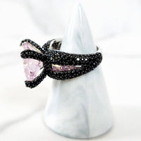 Sterling Silver Purple and Black Pave Ring