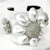 White Pearl Jeweled Cuff Bracelet