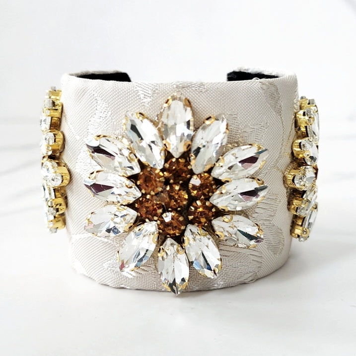 Sunflower Jeweled Cuff Bracelet