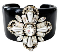 Black Jeweled Resin Cuff Bracelet