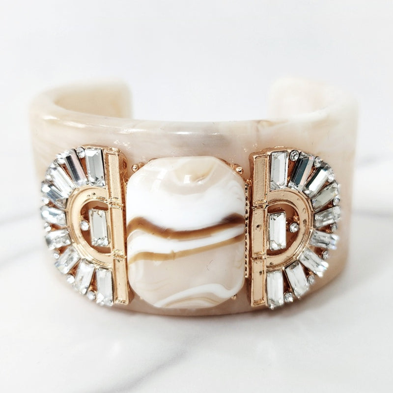 Cream Marble Resin Cuff