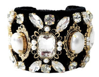 Black Jeweled Cuff Bracelet