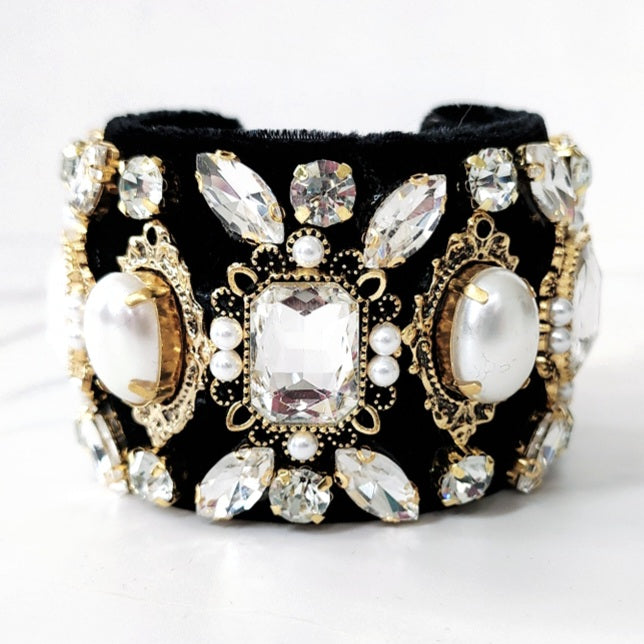 Black Jeweled Cuff Bracelet