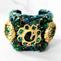 Green and Blue Jeweled Cuff Bracelet