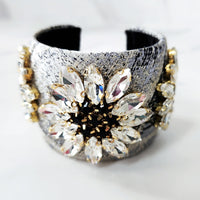 Grey Jeweled Cuff Bracelet