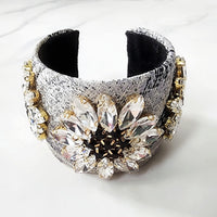 Grey Jeweled Cuff Bracelet