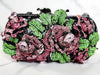 Pink and Green Crystal Flower Clutch