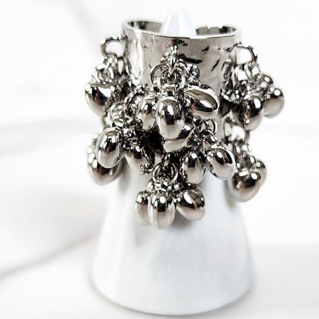 Silvertone Dangle Cuff Ring