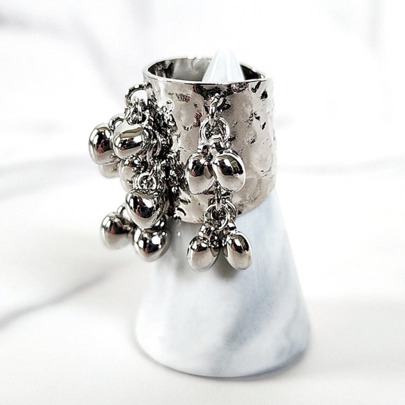 Silvertone Dangle Cuff Ring