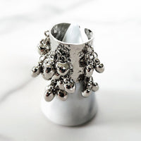 Silvertone Dangle Cuff Ring