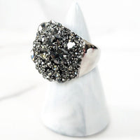 Gray Crystal Cocktail Ring