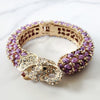 Purple Crystal Snake Clutch, Sterling Silver Pink Diamond Ring and Elephant Cuff