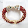 Deep Red Double Head Panther Cuff Bracelet