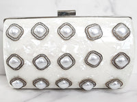 White Resin Pearl Clutch