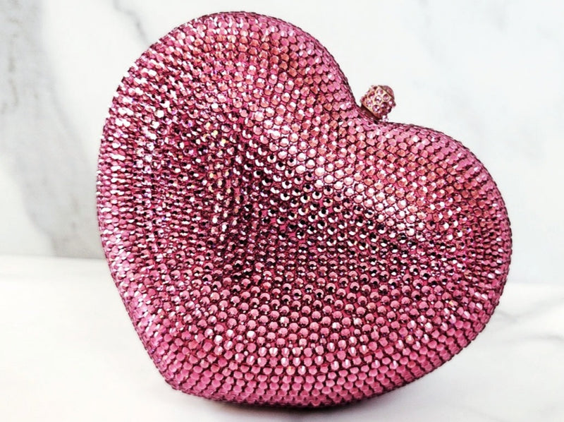 Pink Crystal Heart Clutch