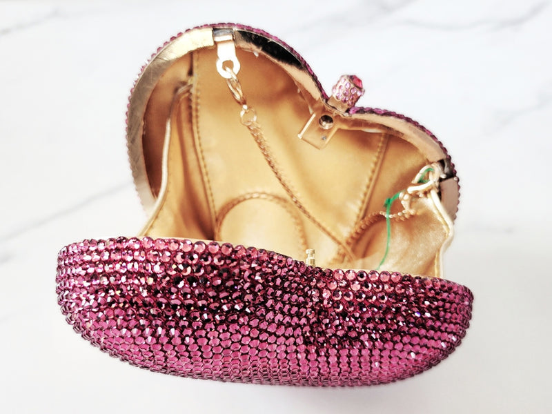 Pink Crystal Heart Clutch