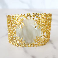 18K Gold Plated Moonstone Lattice Cuff Bracelet