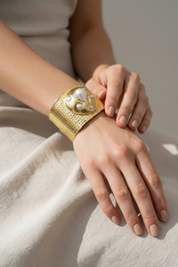 Goldtone Pearl Cuff Bracelet