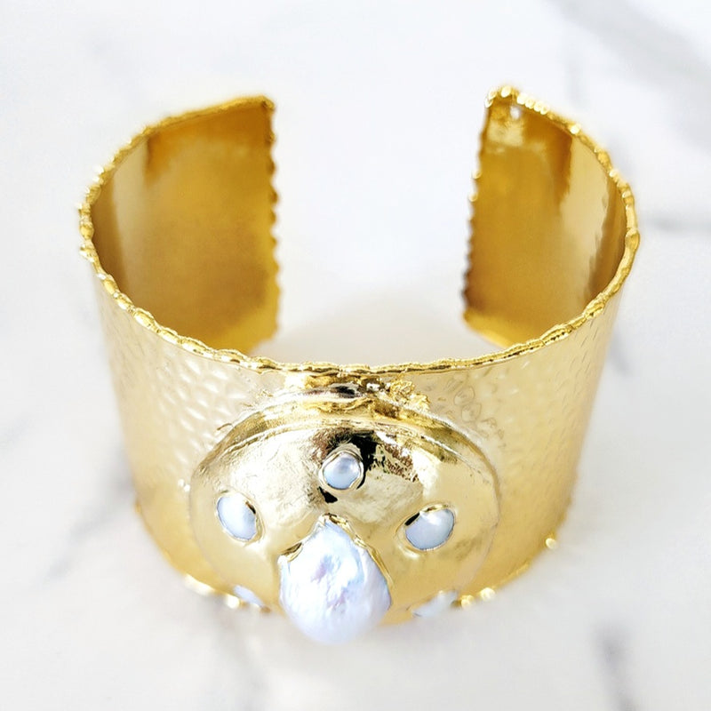 Goldtone Pearl Cuff Bracelet