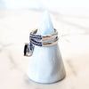 Silvertone Blue and White Diamond Ring