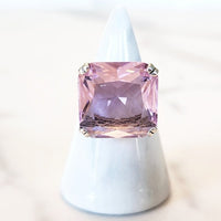 Sterling Silver Square Cut Pink Aquamarine Ring