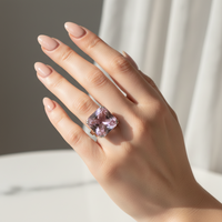 Pink Sterling Silver Square Cut Aquamarine Ring