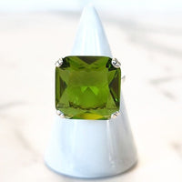 Sterling Silver Square Cut Light Green Aquamarine Ring