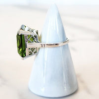 Sterling Silver Square Cut Light Green Aquamarine Ring