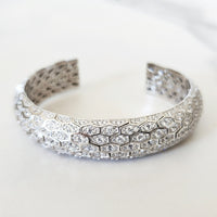 Sterling Silver Double Flower Ring and Cuff Bracelet