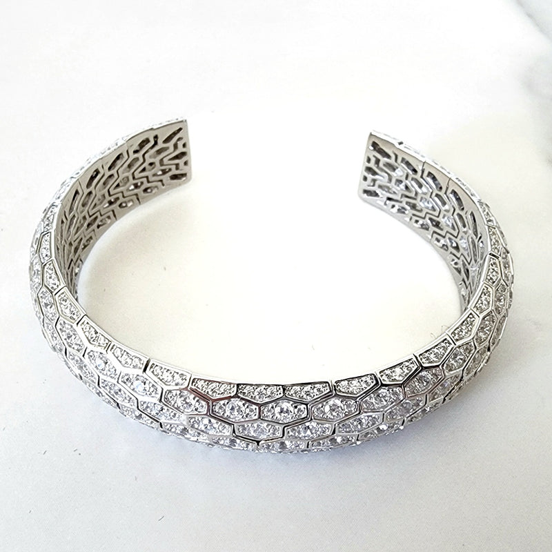 Sterling Silver Double Flower Ring and Cuff Bracelet