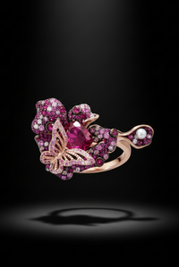 Sterling Silver Rose Gold Plated Pink Butterfly Ring