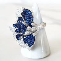 Sterling Silver Blue Pave Half Butterfly Ring and Bracelet