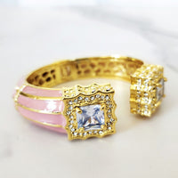 Pink Diamond Enamel Cuff Bracelet