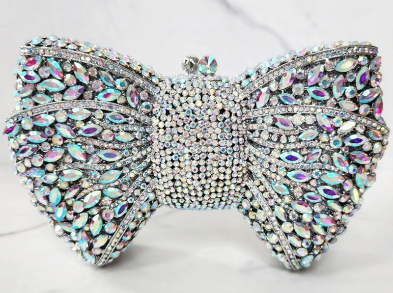 Iridescent Crystal Bow Clutch