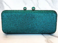 Teal Blue Crystal Clutch Purse and Sterling Silver Paraiba Ring