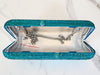 Teal Blue Crystal Clutch Purse and Sterling Silver Diamond Ring