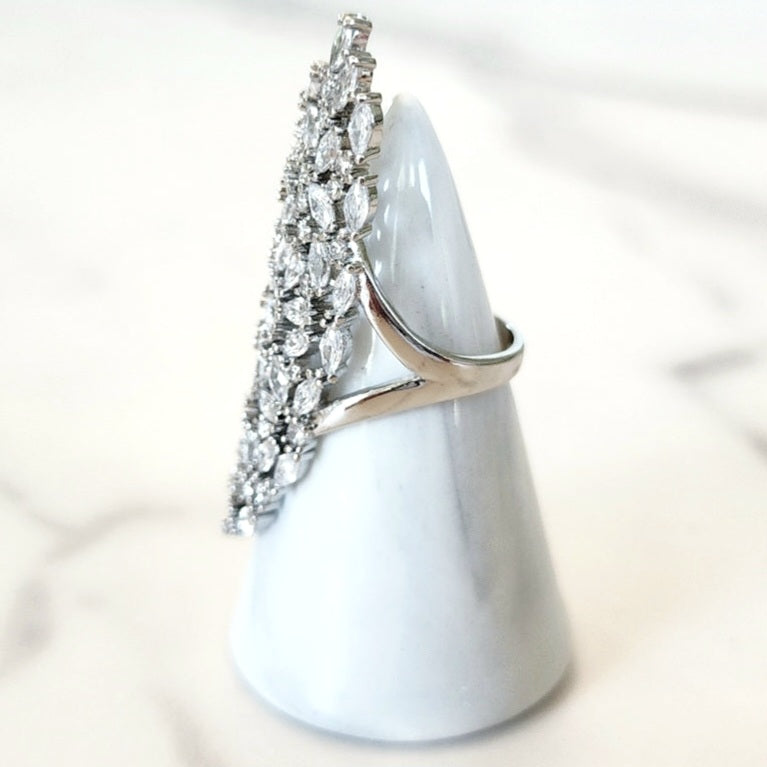 Silvertone Cubic Zirconia Ring