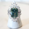 Teal Blue Crystal Clutch Purse and Sterling Silver Diamond Ring