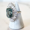 Teal Blue Crystal Clutch Purse and Sterling Silver Diamond Ring