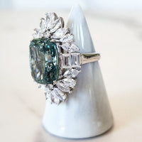 Sterling Silver Blue Green Diamond Ring