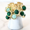 Goldtone Green Dangle Cuff Ring