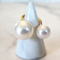 Goldtone Double Pearl Ring