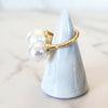 Goldtone Double Pearl Ring