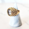 Goldtone Diamond Honeycomb Ring