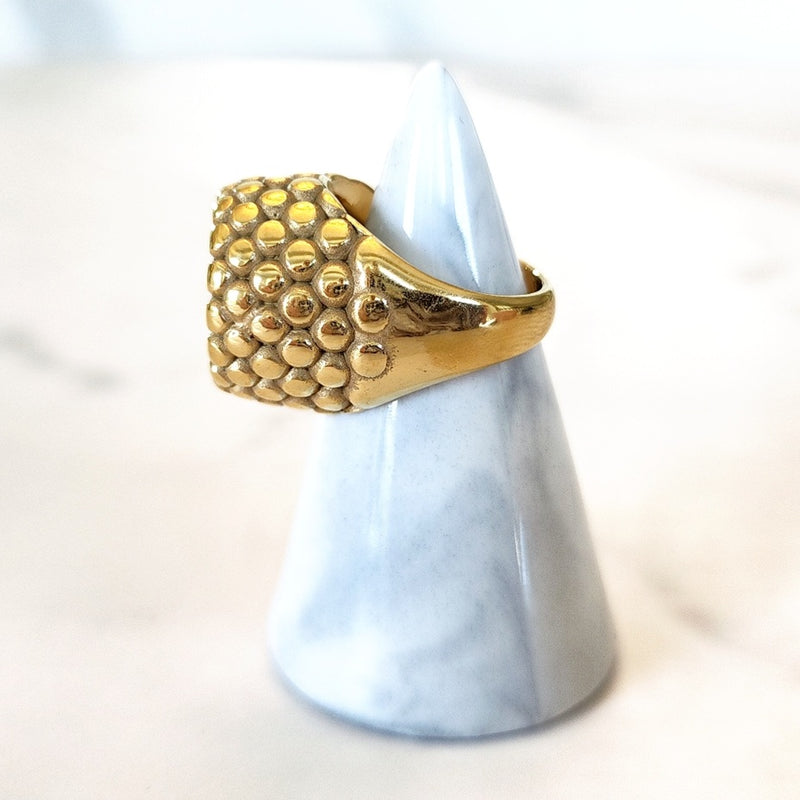 Goldtone Diamond Honeycomb Ring