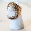 Goldtone White Quartz Ring