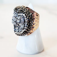 Goldtone Gray Quartz Ring