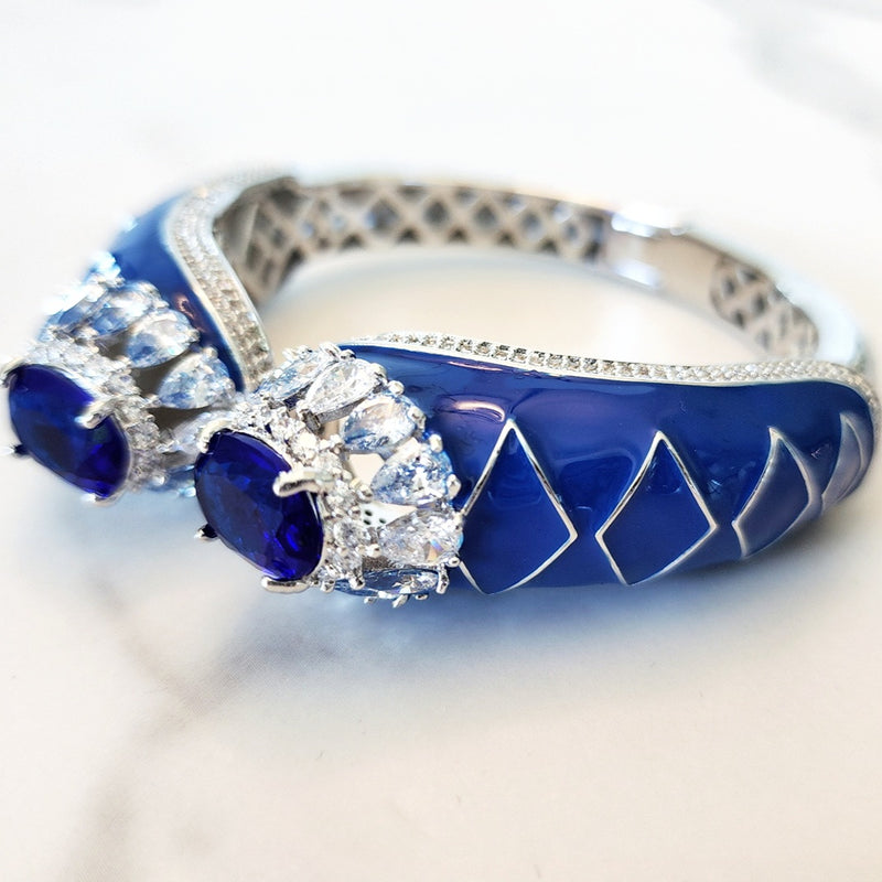 Blue Diamond Enamel Cuff Bracelet