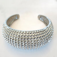 Silver Round Ball Bead Cuff Bracelet