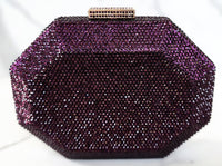 Purple Crystal Clutch, Rose Bud Ring and Purple Flower Cuff